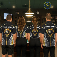 Load image into Gallery viewer, Black &amp; Gold 8 Ball Pool Crown Women Billiard Team Shirt Custom Billiards Balls &amp; Cue Gifts NYN2394