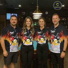 Load image into Gallery viewer, Flaming 8 Ball &amp; 9 Ball Billiard Jerseys For Men Custom Pool Cue Billiards Team Jersey NYN2320