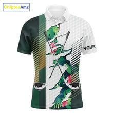 Load image into Gallery viewer, Mens Tropical Golf Shirts Monstera Pattern Golf Clothing Custom Green Golf Polo, Golf Upf Shirts NYN2996