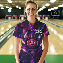 Load image into Gallery viewer, Funny Cowboy Bowling Ball Shirts For Women Custom Galaxy Tornado Bowling Team Jerseys NYN3414