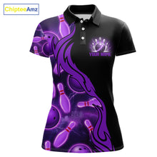 Load image into Gallery viewer, Purple Thunder Bowling Ball And Pins Shirt For Women Custom Bowling Team Jersey