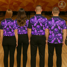 Load image into Gallery viewer, Purple Thunder Custom Womens Bowling Ball &amp; Pin Shirts, Bowling Team Jerseys For Bowlers NYN3418