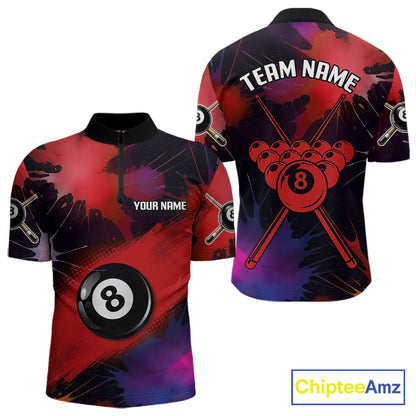 Grunge Paint Splatter Pink Ball 8 Billiard Shirts For Men Personalized Billiard Attire Gifts NYN2789