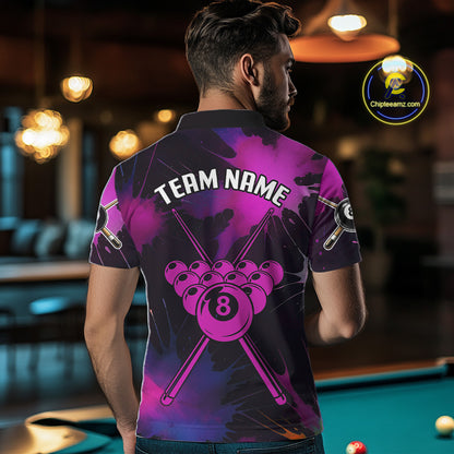 Grunge Paint Splatter Pink Ball 8 Billiard Shirts For Men Personalized Billiard Attire Gifts NYN2789