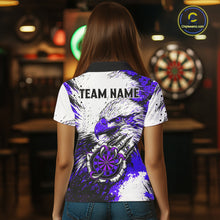Load image into Gallery viewer, Custom Purple Grunge Eagle Scratch Dartboard Women Darts Polo &amp; 1/4-Zip Shirts Dart Team Jerseys NYN2796