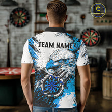 Load image into Gallery viewer, Custom Blue Grunge Eagle Scratch Dartboard Men Darts Polo &amp; 1/4-Zip Shirts Dart Team Jerseys NYN2797