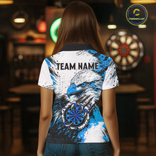 Load image into Gallery viewer, Custom Blue Grunge Eagle Scratch Dartboard Women Darts Polo &amp; 1/4-Zip Shirts Dart Team Jerseys NYN2797