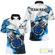 Load image into Gallery viewer, Custom Blue Grunge Eagle Scratch Dartboard Men Darts Polo &amp; 1/4-Zip Shirts Dart Team Jerseys NYN2797