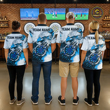 Load image into Gallery viewer, Custom Blue Grunge Eagle Scratch Dartboard Men Darts Polo &amp; 1/4-Zip Shirts Dart Team Jerseys NYN2797