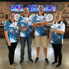 Load image into Gallery viewer, Custom Blue Grunge Eagle Scratch Dartboard Men Darts Polo &amp; 1/4-Zip Shirts Dart Team Jerseys NYN2797