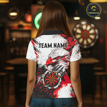 Load image into Gallery viewer, Custom Red Grunge Eagle Scratch Dartboard Women Darts Polo &amp; 1/4-Zip Shirts Dart Team Jerseys NYN2798