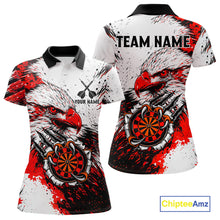 Load image into Gallery viewer, Custom Red Grunge Eagle Scratch Dartboard Women Darts Polo &amp; 1/4-Zip Shirts Dart Team Jerseys NYN2798