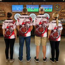 Load image into Gallery viewer, Custom Red Grunge Eagle Scratch Dartboard Women Darts Polo &amp; 1/4-Zip Shirts Dart Team Jerseys NYN2798