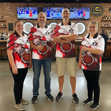 Load image into Gallery viewer, Custom Red Grunge Eagle Scratch Dartboard Women Darts Polo &amp; 1/4-Zip Shirts Dart Team Jerseys NYN2798