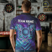 Load image into Gallery viewer, Blue Purple Galaxy Darts Polo &amp; 1/4-Zip Shirt For Men Personalized Butterfly Dart Team Appeal NYN3010