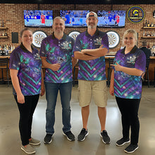 Load image into Gallery viewer, Blue Purple Galaxy Darts Polo &amp; 1/4-Zip Shirt For Women Personalized Butterfly Dart Team Appeal NYN3010
