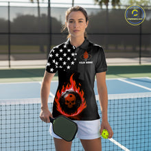 Load image into Gallery viewer, Custom Red Flames Pickleball Ball 3D League Jerseys Women Pickleball US Flag Team Shirts NYN2148