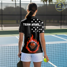 Load image into Gallery viewer, Custom Red Flames Pickleball Ball 3D League Jerseys Women Pickleball US Flag Team Shirts NYN2148