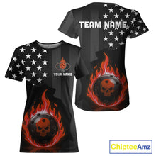 Load image into Gallery viewer, Custom Red Flames Pickleball Ball 3D League Jerseys Women Pickleball US Flag Team Shirts NYN2148