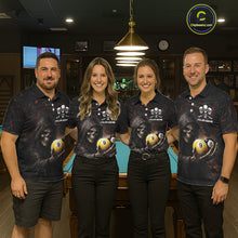 Load image into Gallery viewer, Red Grunge Grim Reaper Hold 8 Ball &amp; 9 Ball Pool Women Billiard Shirt Custom Billiard Team Attire NYN2639