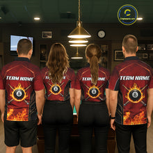 Load image into Gallery viewer, Red Billiard 8 Ball Cue Shirts For Women Custom Fire Flame Pool Team Billiard Polo &amp; 1/4 Zip Jerseys NYN3016