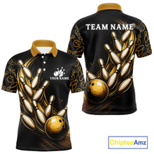 Load image into Gallery viewer, Strike Bowling Gold Yellow Bowling Jerseys For Men Custom Bowling Shirts Team Attire NYN3179