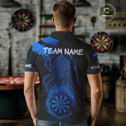 Blue Spider Men's Grunge Darts Shirt Smoke Dartboard - Custom Name For Darts Jersey NYN0468