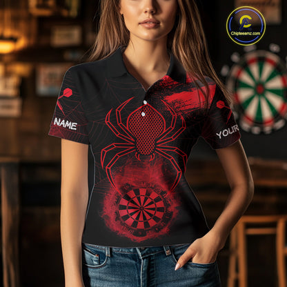 Red Spider Women's Grunge Darts Shirt Smoke Dartboard - Custom Name For Darts Jersey NYN0469