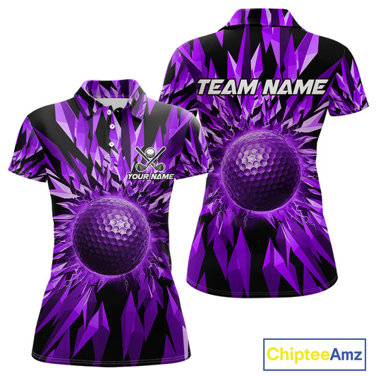 Icy Purple Geometric Womens Golf Polo Shirt Customize Golf Gifts For Women Golf Team Attire NYN4007