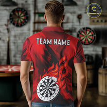 Load image into Gallery viewer, Custom Red Flaming White Dartboard Dart Polo Shirt For Men Outfits Dart Jerseys NYN1609