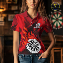 Load image into Gallery viewer, Custom Red Flaming White Dartboard Dart Polo Shirt For Women Outfits Dart Jerseys NYN1609