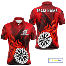 Load image into Gallery viewer, Custom Red Flaming White Dartboard Dart Polo Shirt For Men Outfits Dart Jerseys NYN1609