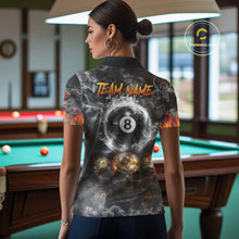Load image into Gallery viewer, Fire Flame Skull Balls Billiard Shirt For Women Custom Smoke Ball 8 Pool Billiard Team Shirts NYN2414