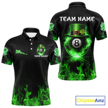 Load image into Gallery viewer, Shamrock 8 Ball Pool Polo &amp; 1/4-Zip Shirt Personalized Men Patrick's Day Billiard Attire Gifts NYN2421