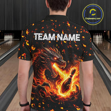 Load image into Gallery viewer, Fire Flame Dragon Bowling Polo Quarter Zip Shirts For Men Custom Team Bowling Jerseys | Red NYN3450