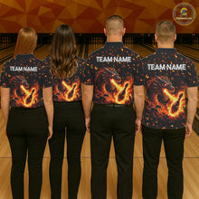 Load image into Gallery viewer, Fire Flame Dragon Bowling Polo Quarter Zip Shirts For Men Custom Team Bowling Jerseys | Red NYN3450