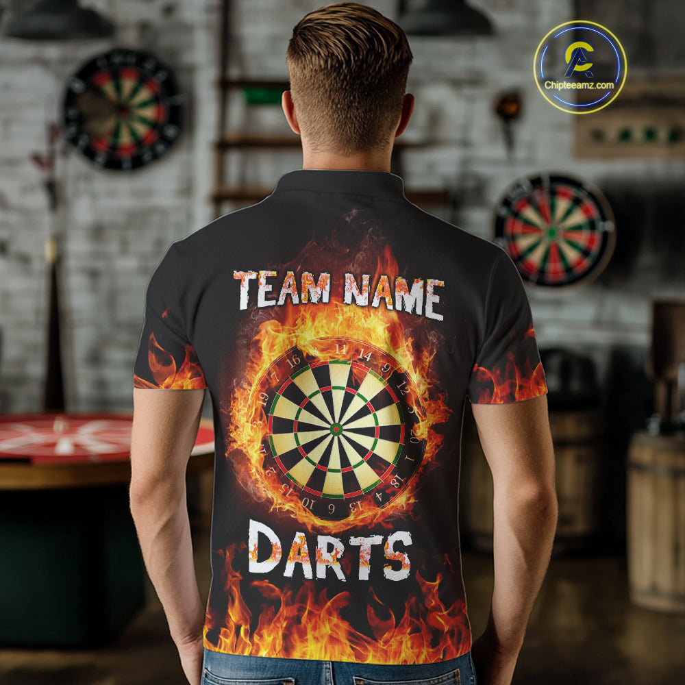Fire Skull Multi-Flame Dartboard Custom Dart Shirts For Men, Dart Team Jerseys NYN0240