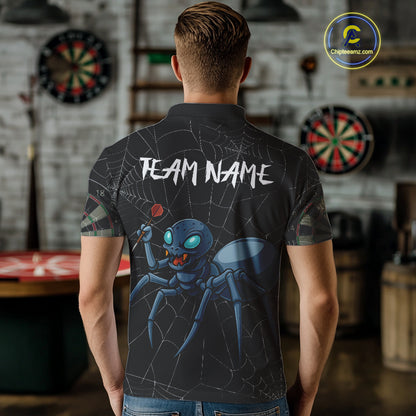 Gray Spider Webs Pattern Custom Aqua Blue Spider Dart Shirt For Men, Dart Jerseys NYN0245