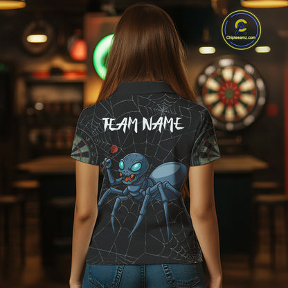 Gray Spider Webs Pattern Custom Aqua Blue Spider Dart Shirt For Women, Dart Jerseys NYN0245