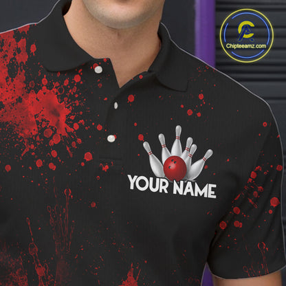 Red Splatter Cute Raccoon Men Bowling Shirts Custom Funny Bowling Pins Team Jerseys For Bowlers NYN3197