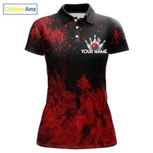 Load image into Gallery viewer, Red Splatter Cute Raccoon Women Bowling Shirts Custom Funny Bowling Pins Team Jerseys For Bowlers NYN3197