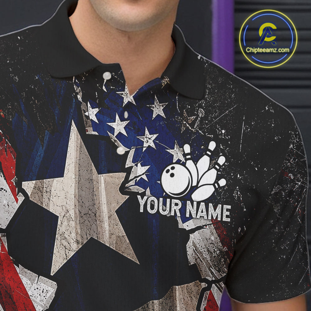 Funny Sad Pins Mascot Patriotic Bowling Jersey For Men Custom Texas - US Flag Bowling Team Shirts NYN3199