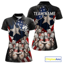 Load image into Gallery viewer, Funny Sad Pins Mascot Patriotic Bowling Jersey For Women Custom Texas - US Flag Bowling Team Shirts NYN3199