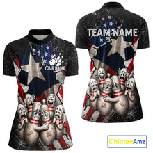 Load image into Gallery viewer, Funny Sad Pins Mascot Patriotic Bowling Jersey For Women Custom Texas - US Flag Bowling Team Shirts NYN3199