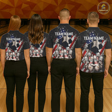 Load image into Gallery viewer, Funny Sad Pins Mascot Patriotic Bowling Jersey For Women Custom Texas - US Flag Bowling Team Shirts NYN3199