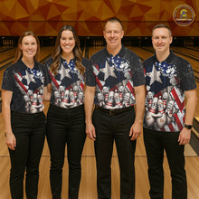 Load image into Gallery viewer, Funny Sad Pins Mascot Patriotic Bowling Jersey For Women Custom Texas - US Flag Bowling Team Shirts NYN3199
