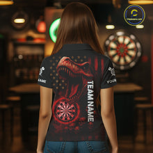 Load image into Gallery viewer, Custom Skull Red Dinosaur Flame Dartboard Polo Dart Shirt For Women, Dart Team Jerseys NYN1356