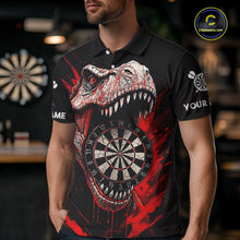 Load image into Gallery viewer, Custom Red Dinosaur Cracked Dartboard Polo Dart Shirt For Men Grunge Dart Team Jerseys NYN1357