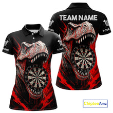 Load image into Gallery viewer, Custom Red Dinosaur Cracked Dartboard Polo Dart Shirt For Women Grunge Dart Team Jerseys NYN1357
