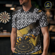 Load image into Gallery viewer, Custom Funny Gold Bee Silver Triangle Darts Polo Shirt For Men Funny Dart League Jerseys NYN2176